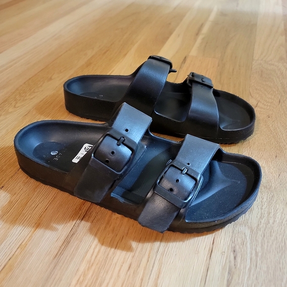 Shade & Shore Shoes - Women's Neida EVA Two Band Footbed Slide Sandals | Shade & Shore | Black